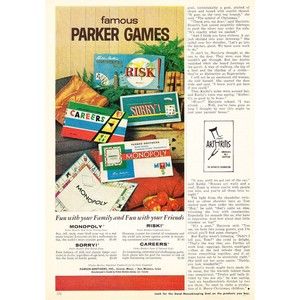 1962 Risk! Sorry! Careers Monopoly Game photo Parker Brothers vintage print ad